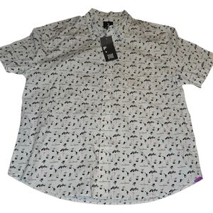 Stylish White Patterned Casual Button Down Shirt